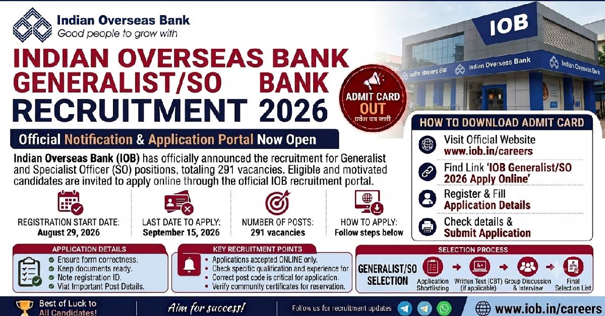 IOB Generalist SO Recruitment 2026